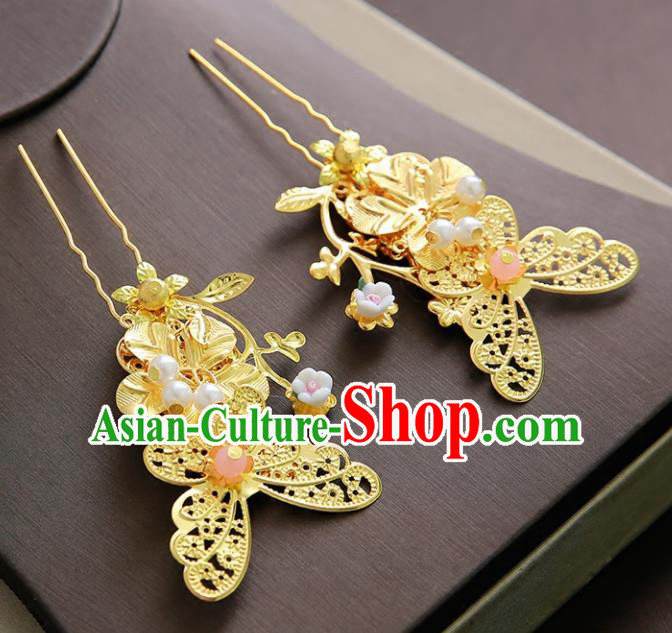 Chinese Ancient Traditional Hanfu Tassel Hairpins Handmade Bride Classical Hair Accessories for Women