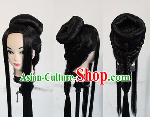 Chinese Ancient Cosplay Imperial Consort Wigs Traditional Princess Chignon Handmade Wig Sheath