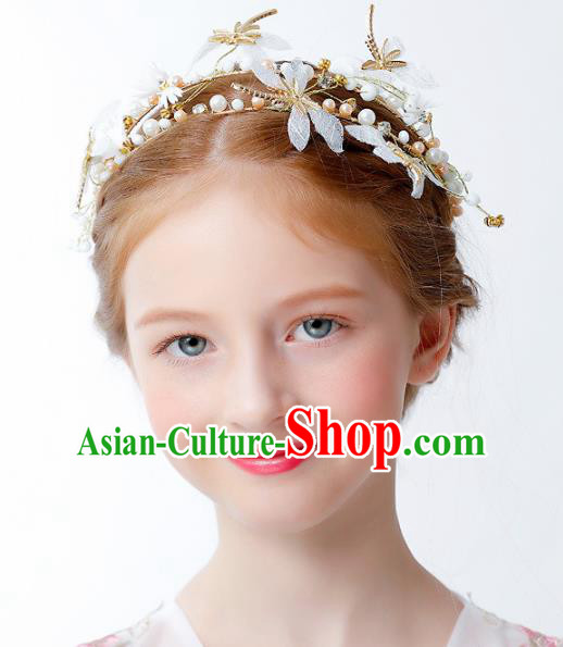 Children Modern Dance Catwalks Hair Accessories Stage Performance Dragonfly Royal Crown for Kids