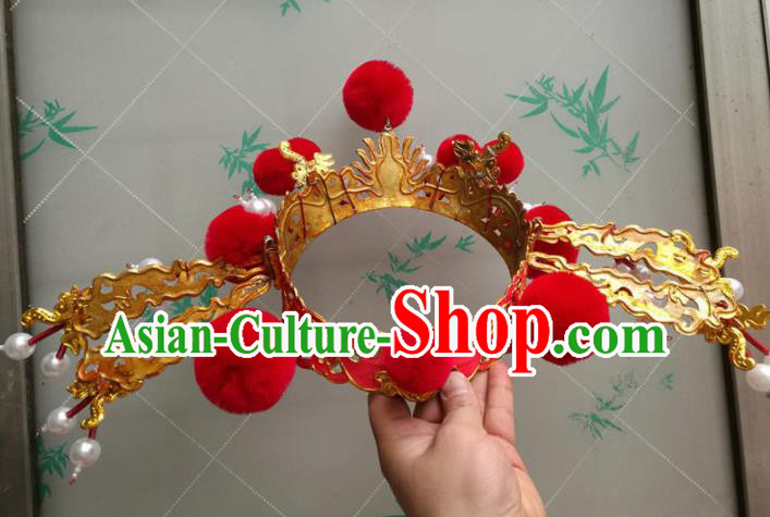 Traditional Chinese Beijing Opera Takefu Helmet Peking Opera Hair Accessories Hat for Men