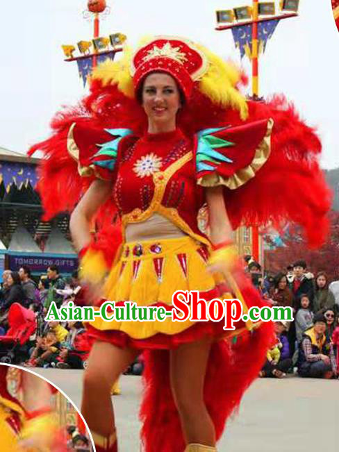 Halloween Cosplay Stage Show Feather Costumes Brazilian Carnival Parade Dress for Women