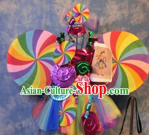 Halloween Cosplay Stage Show Candy Costumes Brazilian Carnival Parade Dress and Headwear for Women