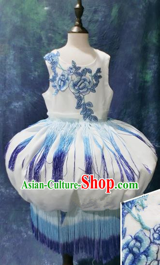 Chinese Stage Show Costumes Brazilian Carnival Parade White Dress for Women