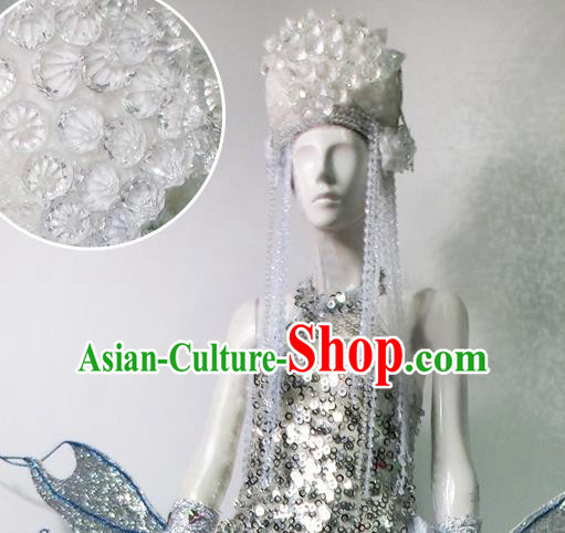 Halloween Cosplay White Hair Accessories Brazilian Carnival Parade Headwear for Women