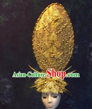Halloween Cosplay Deluxe Palace Golden Hair Accessories Chinese Traditional Catwalks Hat Headwear for Women