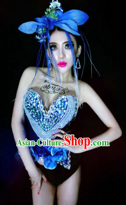 Brazilian Carnival Parade Halloween Clothing Catwalks Stage Show Costumes and Headwear for Women