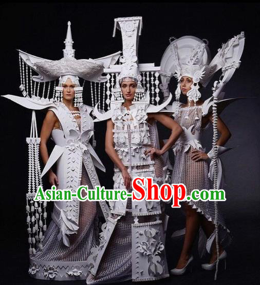 Brazilian Carnival Parade Costumes Halloween Catwalks Clothing and Headwear for Women