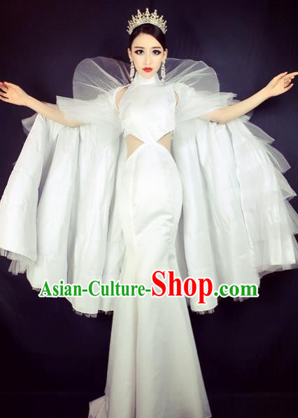 Brazilian Carnival Parade Costumes Halloween Catwalks White Dress for Women