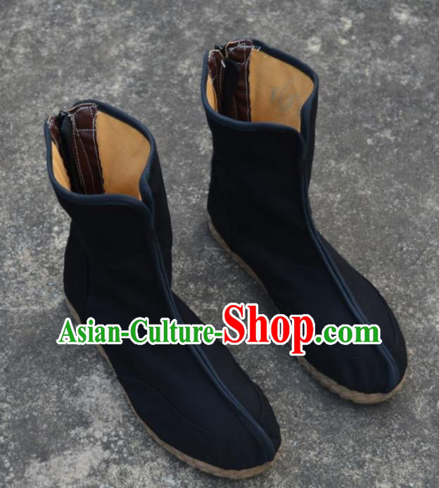 Chinese Traditional Winter Boots Ancient Swordsman Shoes Embroidered Shoes for Men