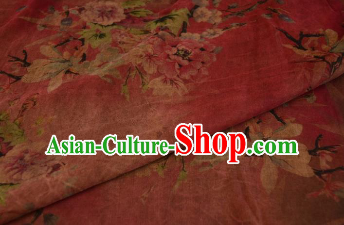 Asian Chinese Traditional Peony Pattern Silk Design Brocade Fabric Chinese Gambiered Guangdong Gauze Material