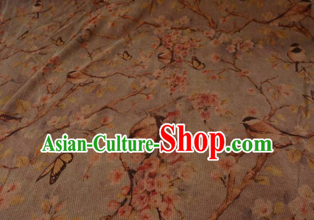 Asian Chinese Traditional Flowers Birds Pattern Silk Design Brocade Fabric Chinese Gambiered Guangdong Gauze Material