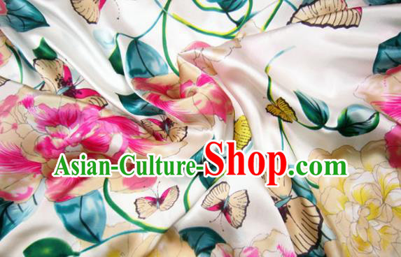 Asian Chinese Traditional Pattern Design White Brocade Fabric Silk Fabric Chinese Material