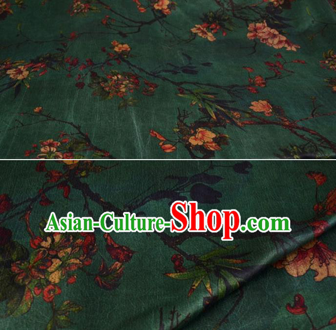 Asian Chinese Traditional Pattern Silk Design Brocade Fabric Chinese Green Gambiered Guangdong Gauze Material