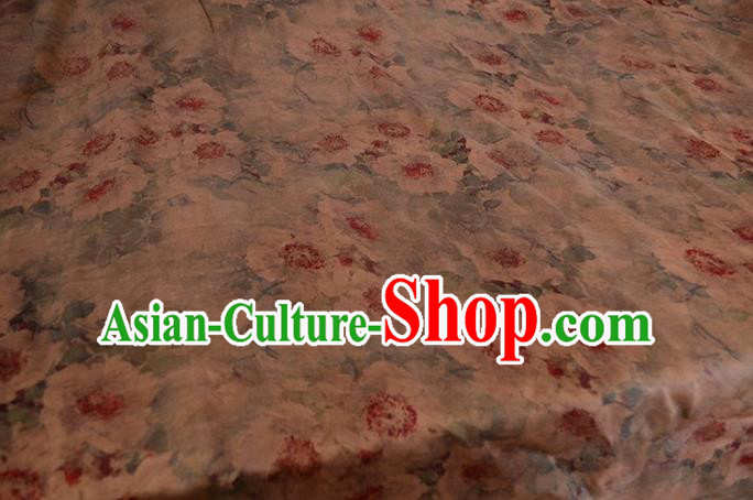 Asian Printing Gambiered Guangdong Gauze Material Chinese Traditional Flowers Pattern Silk Design Brocade Fabric