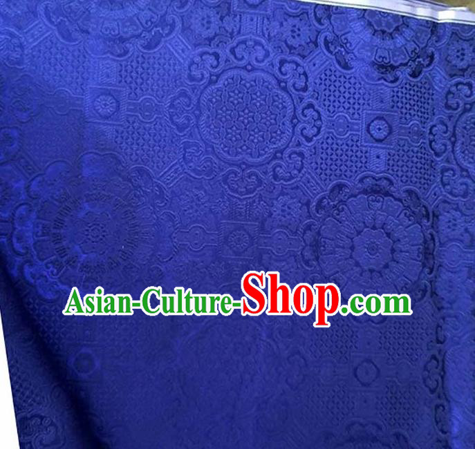 Asian Chinese Tang Suit Material Traditional Pattern Design Royalblue Brocade Silk Fabric