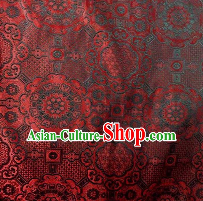 Asian Chinese Tang Suit Material Traditional Pattern Design Red Brocade Silk Fabric