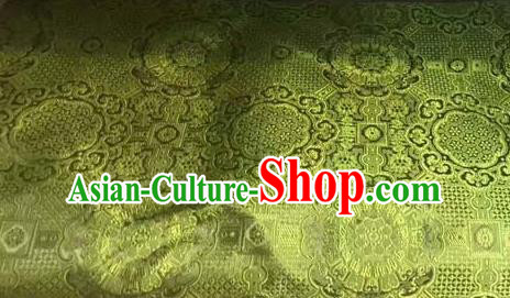 Asian Chinese Tang Suit Material Traditional Pattern Design Olive Green Brocade Silk Fabric