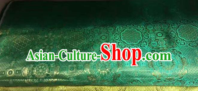 Asian Chinese Tang Suit Material Traditional Pattern Design Green Brocade Silk Fabric