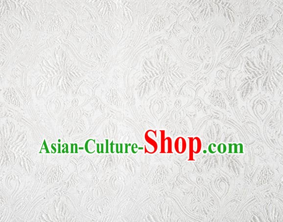 Asian Chinese Tang Suit Satin Material Traditional Grape Pattern Design White Brocade Silk Fabric