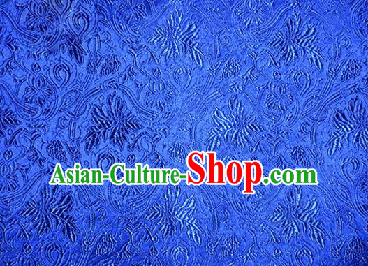 Asian Chinese Tang Suit Satin Material Traditional Grape Pattern Design Royalblue Brocade Silk Fabric