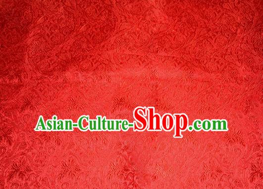 Asian Chinese Tang Suit Satin Material Traditional Grape Pattern Design Red Brocade Silk Fabric
