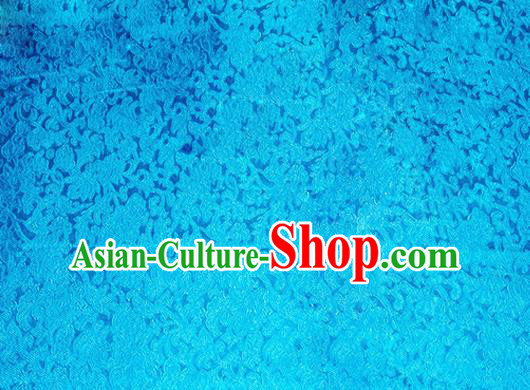 Asian Chinese Tang Suit Satin Material Traditional Pattern Design Blue Brocade Silk Fabric