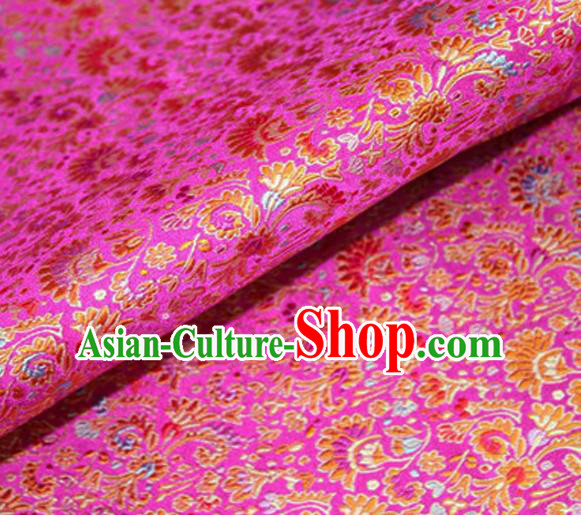 Asian Chinese Tang Suit Material Traditional Cockscomb Pattern Design Pink Satin Brocade Silk Fabric