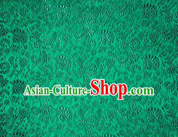 Asian Chinese Tang Suit Material Traditional Cockscomb Pattern Design Green Satin Brocade Silk Fabric