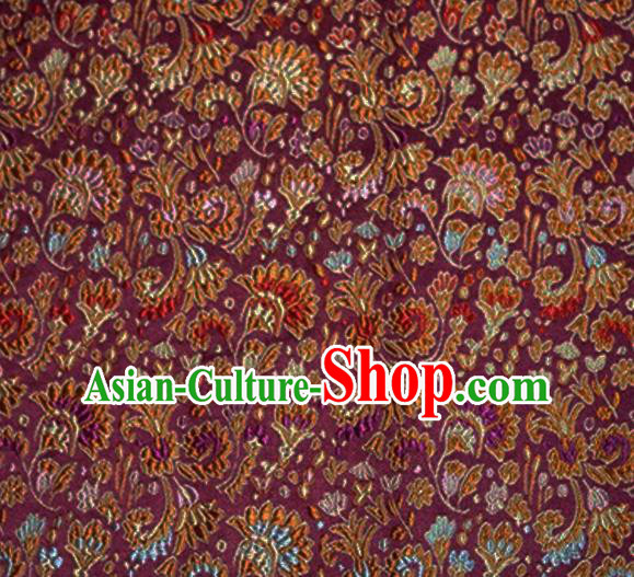 Asian Chinese Tang Suit Material Traditional Cockscomb Pattern Design Purple Satin Brocade Silk Fabric