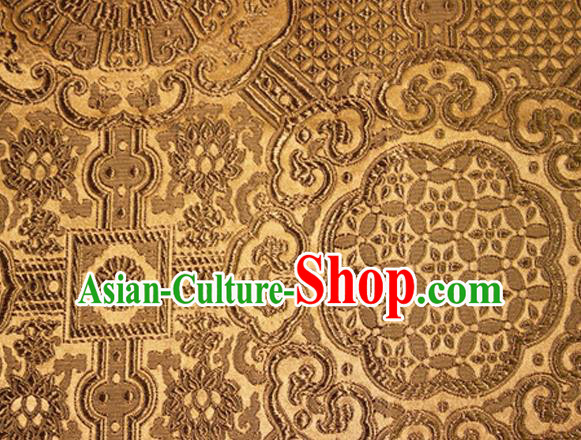 Asian Chinese Tang Suit Material Traditional Pattern Design Golden Brocade Silk Fabric