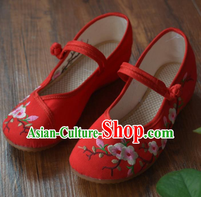 Chinese Traditional Hanfu Red Shoes Ancient Princess Shoes Embroidered Shoes for Women