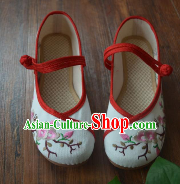 Chinese Traditional Hanfu White Shoes Ancient Princess Shoes Embroidered Shoes for Women