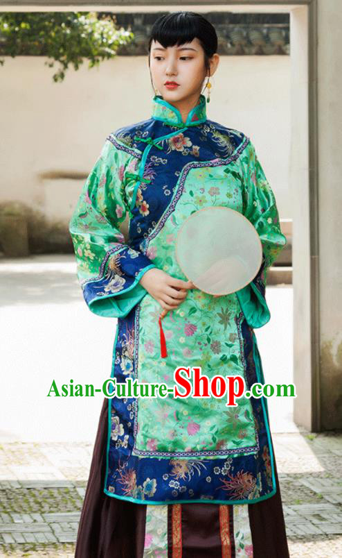 Traditional Chinese Qing Dynasty Landlord Shiva Green Dresses Ancient Drama Nobility Lady Costumes for Women