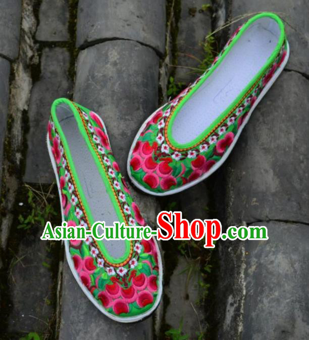 Chinese Traditional Hanfu Green Shoes Ancient Princess Shoes Embroidered Shoes for Women