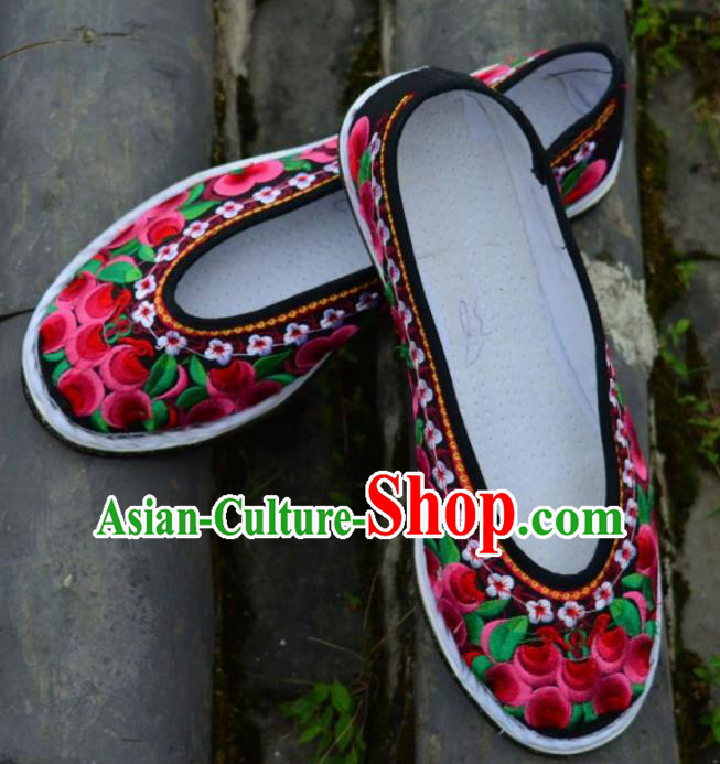 Chinese Traditional Hanfu Black Shoes Ancient Princess Shoes Embroidered Shoes for Women