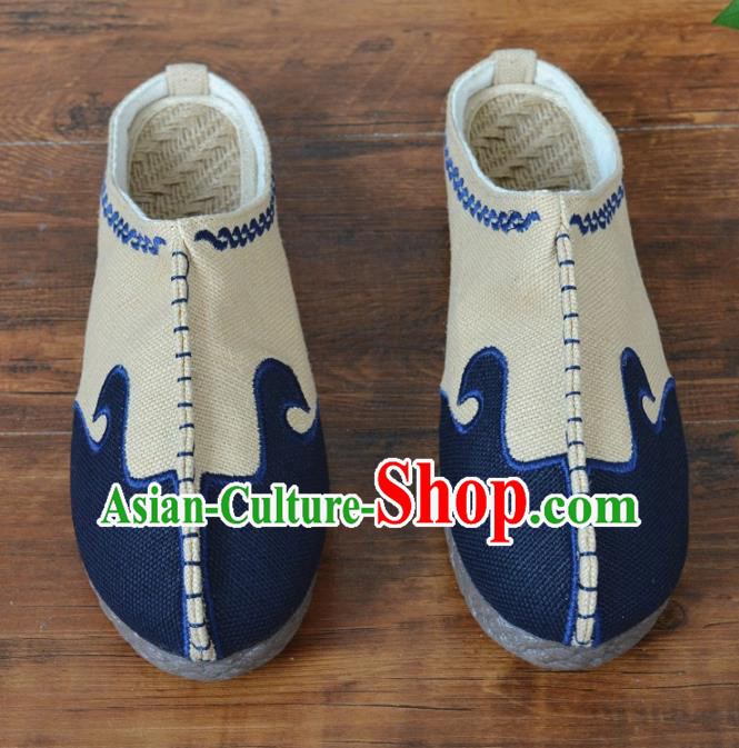 Chinese Traditional Martial Arts Shoes Ancient Shoes Beige Linen Shoes for Men