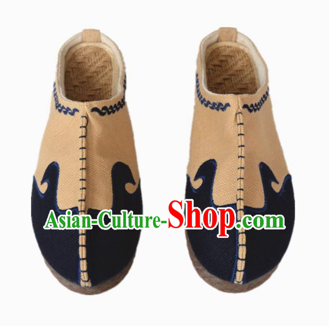 Chinese Traditional Martial Arts Shoes Ancient Shoes Khaki Linen Shoes for Men