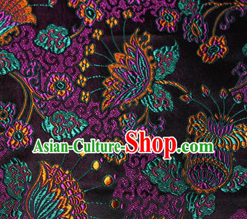 Asian Chinese Tang Suit Black Brocade Material Traditional Palace Pattern Design Satin Silk Fabric