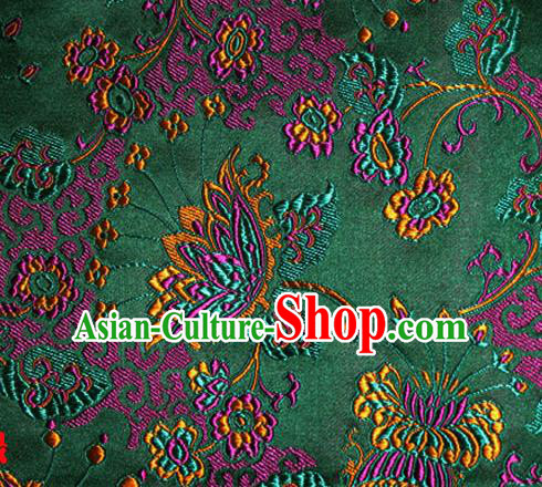 Asian Chinese Tang Suit Green Brocade Material Traditional Palace Pattern Design Satin Silk Fabric