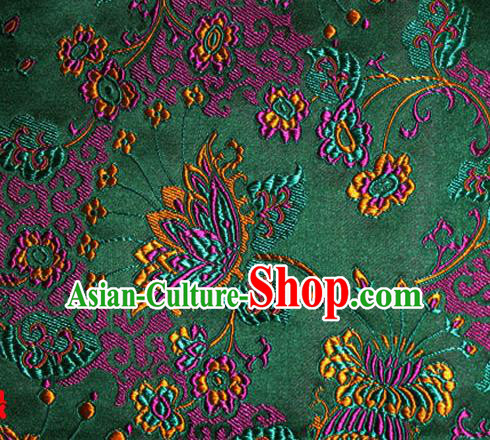 Asian Chinese Tang Suit Green Brocade Material Traditional Palace Pattern Design Satin Silk Fabric