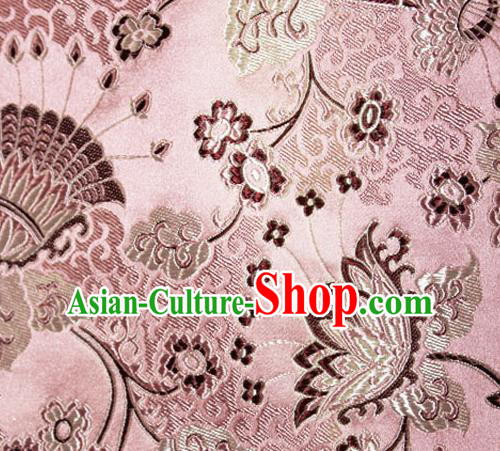 Asian Chinese Tang Suit Pink Brocade Material Traditional Palace Pattern Design Satin Silk Fabric