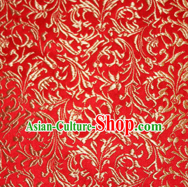 Asian Chinese Tang Suit Silk Fabric Red Brocade Material Traditional Palace Pattern Design Satin