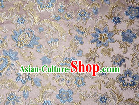 Asian Chinese Tang Suit Silk Fabric Pink Brocade Traditional Flowers Pattern Design Satin Material