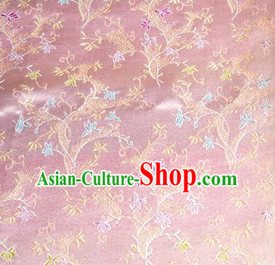 Asian Chinese Tang Suit Brocade Pink Silk Fabric Traditional Royal Pattern Design Satin Material