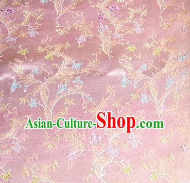 Asian Chinese Tang Suit Brocade Pink Silk Fabric Traditional Royal Pattern Design Satin Material