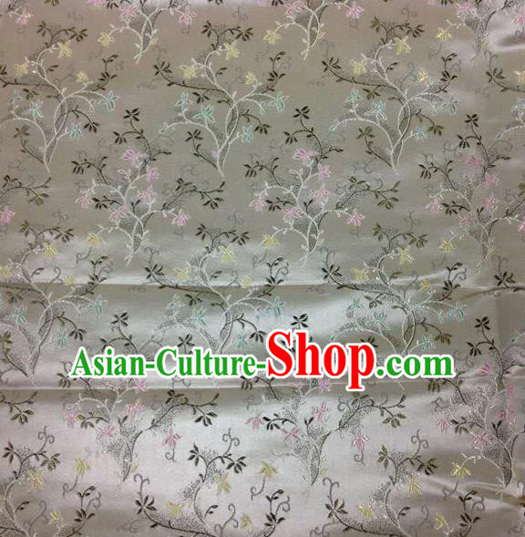 Asian Chinese Tang Suit Brocade Grey Silk Fabric Traditional Royal Pattern Design Satin Material