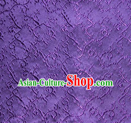 Asian Chinese Tang Suit Silk Fabric Brocade Traditional Pattern Design Purple Satin Material