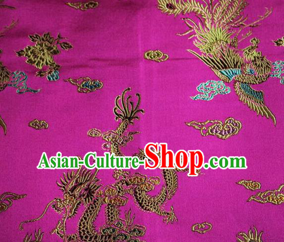 Asian Chinese Tang Suit Rosy Brocade Silk Fabric Traditional Dragon Pattern Design Satin Material