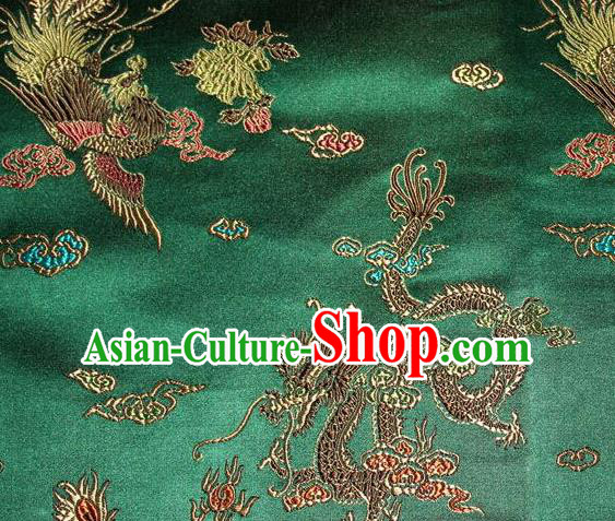 Asian Chinese Tang Suit Green Brocade Silk Fabric Traditional Dragon Pattern Design Satin Material