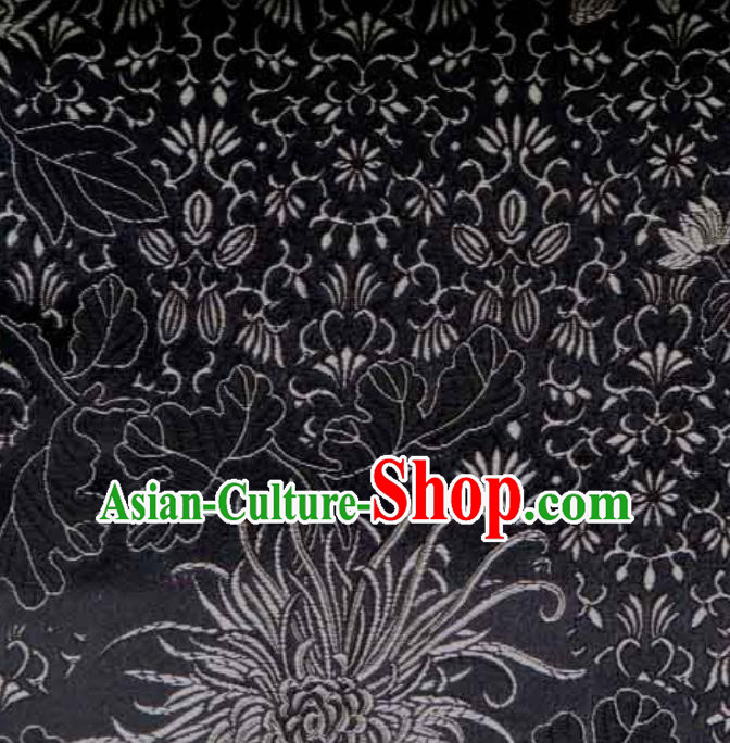 Asian Traditional Pattern Design Black Satin Material Chinese Tang Suit Brocade Silk Fabric